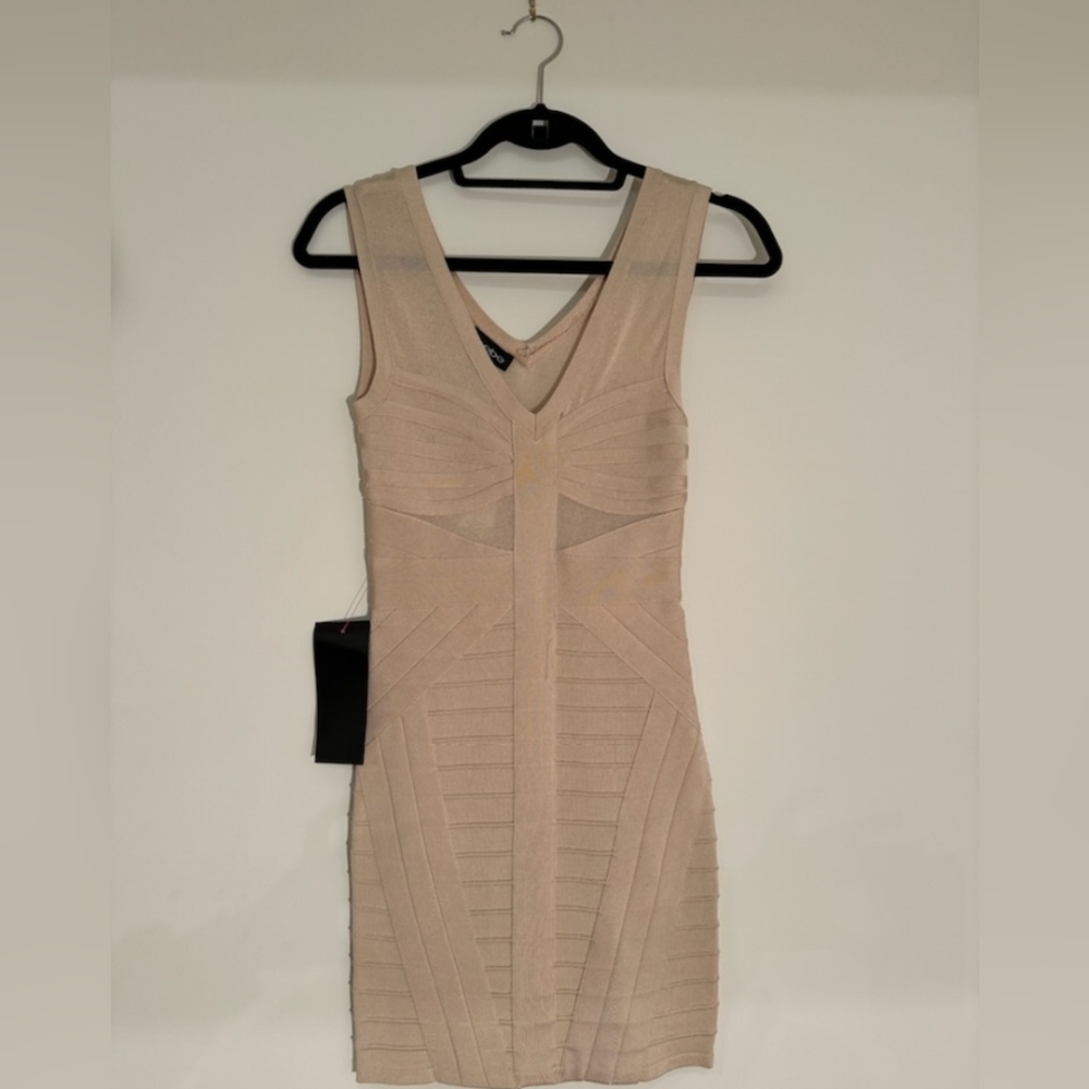 Bebe deep v mesh bandage dress